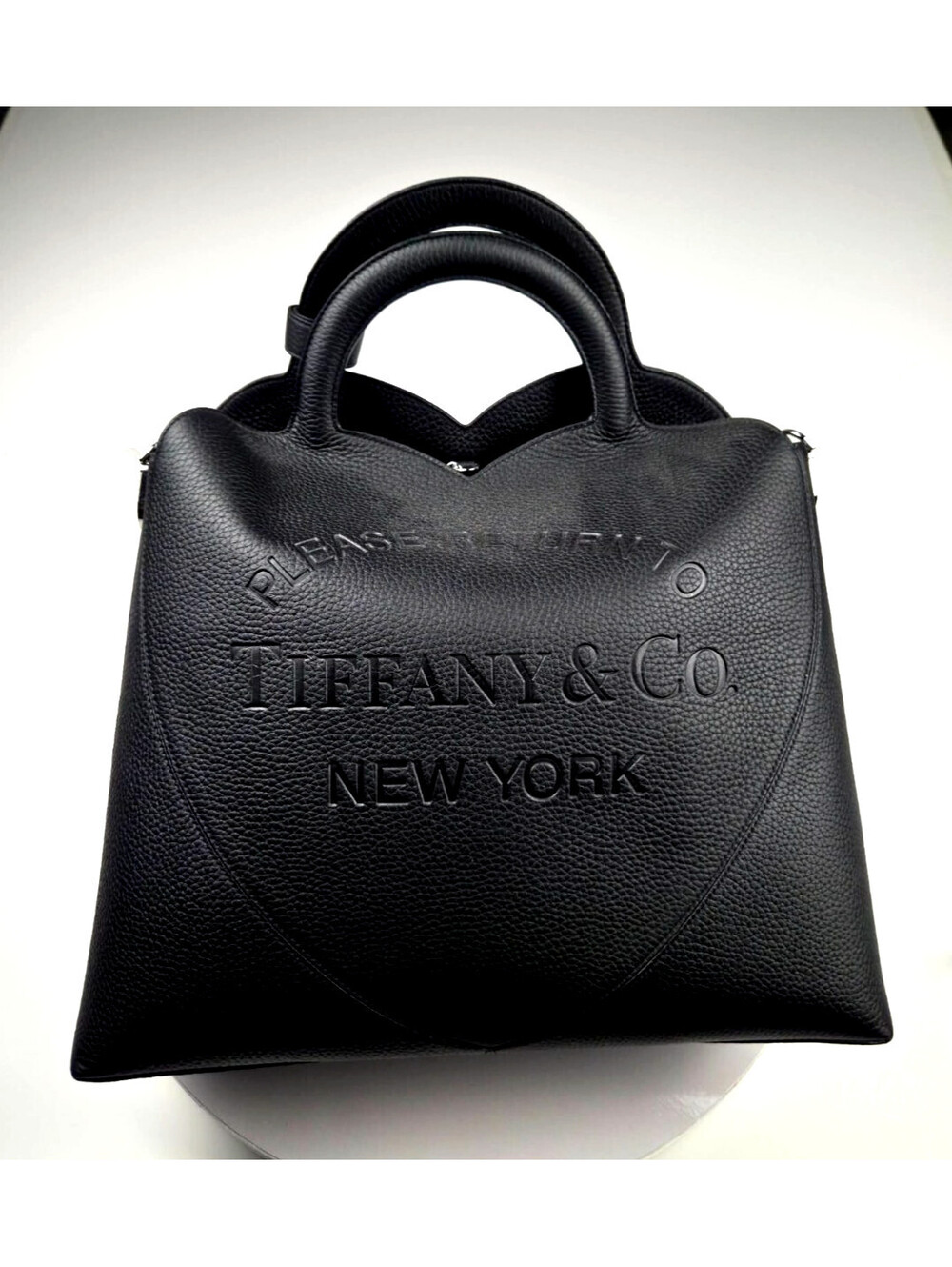 Tiffany & Co Return To Tiffany Black Leather Large Tote Bag Pouch Dust Bag New